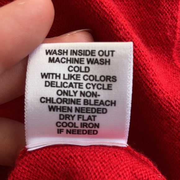 ELLE | Red Cardigan w/ Rhinestone Buttons - Picture 6 of 8